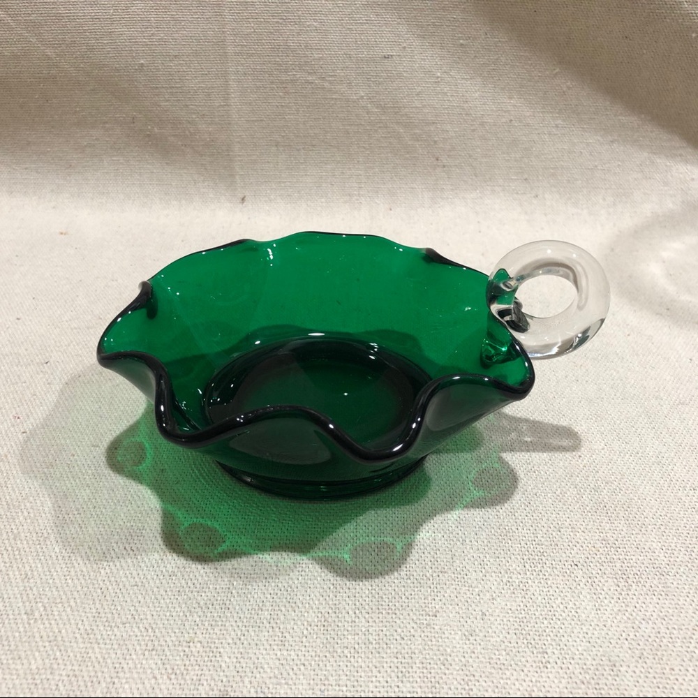 ❤️ Green Viking Glass Handled Candy Dish